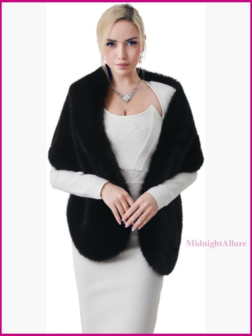 Faux Fur Wrap Shawl Cape Winter Evening Party Formal Wear